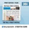 Wall St Journal Print Edition Subscription 1-Year with 30% Off