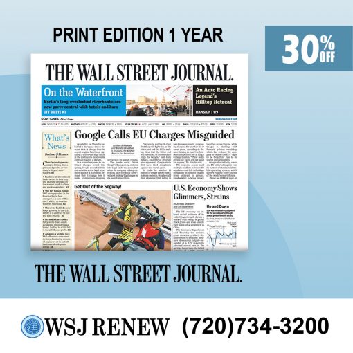 Wall St Journal Print Edition Subscription 1-Year with 30% Off