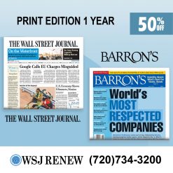 Wall St Journal and Barron's Print Subscription for One Year